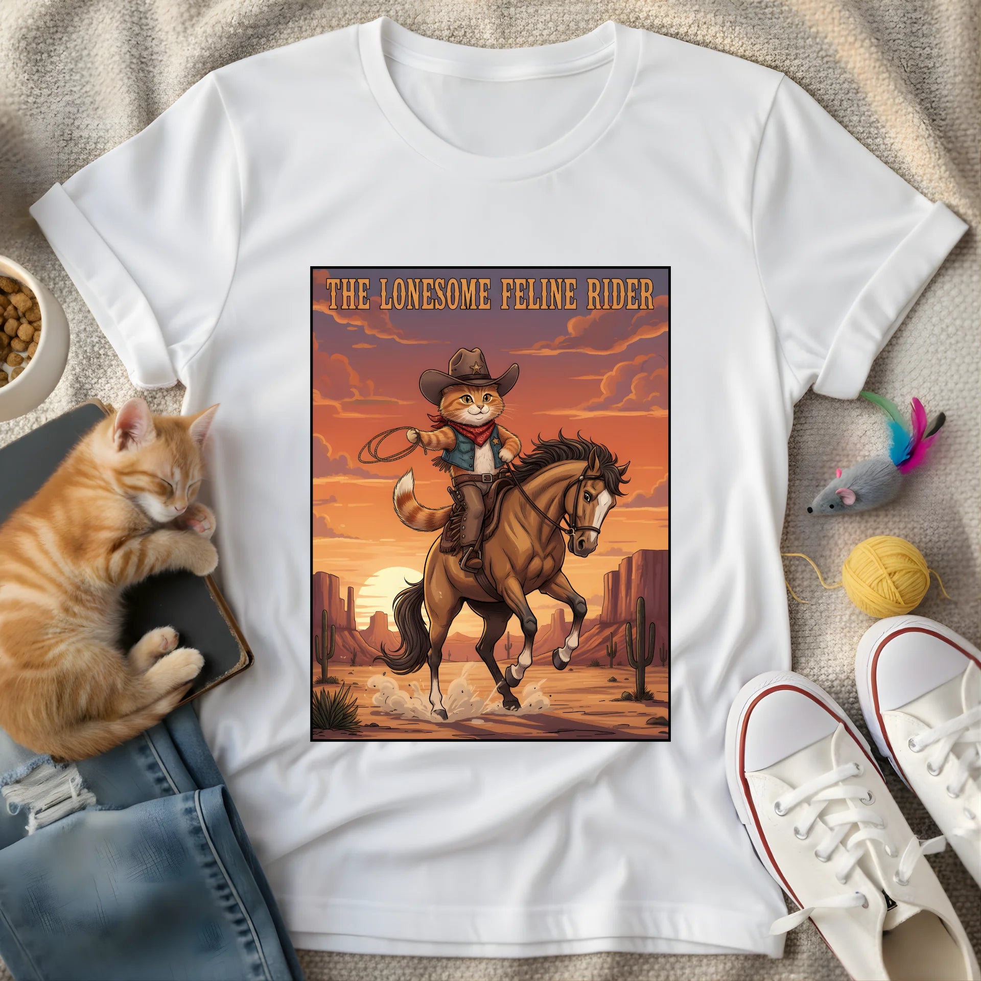 the lonesome feline rider - Graphic T-Shirt