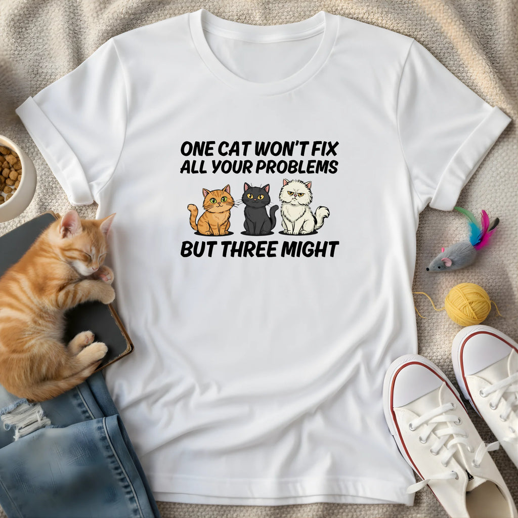 one cat won't fix your problems - Graphic Quote T-Shirt