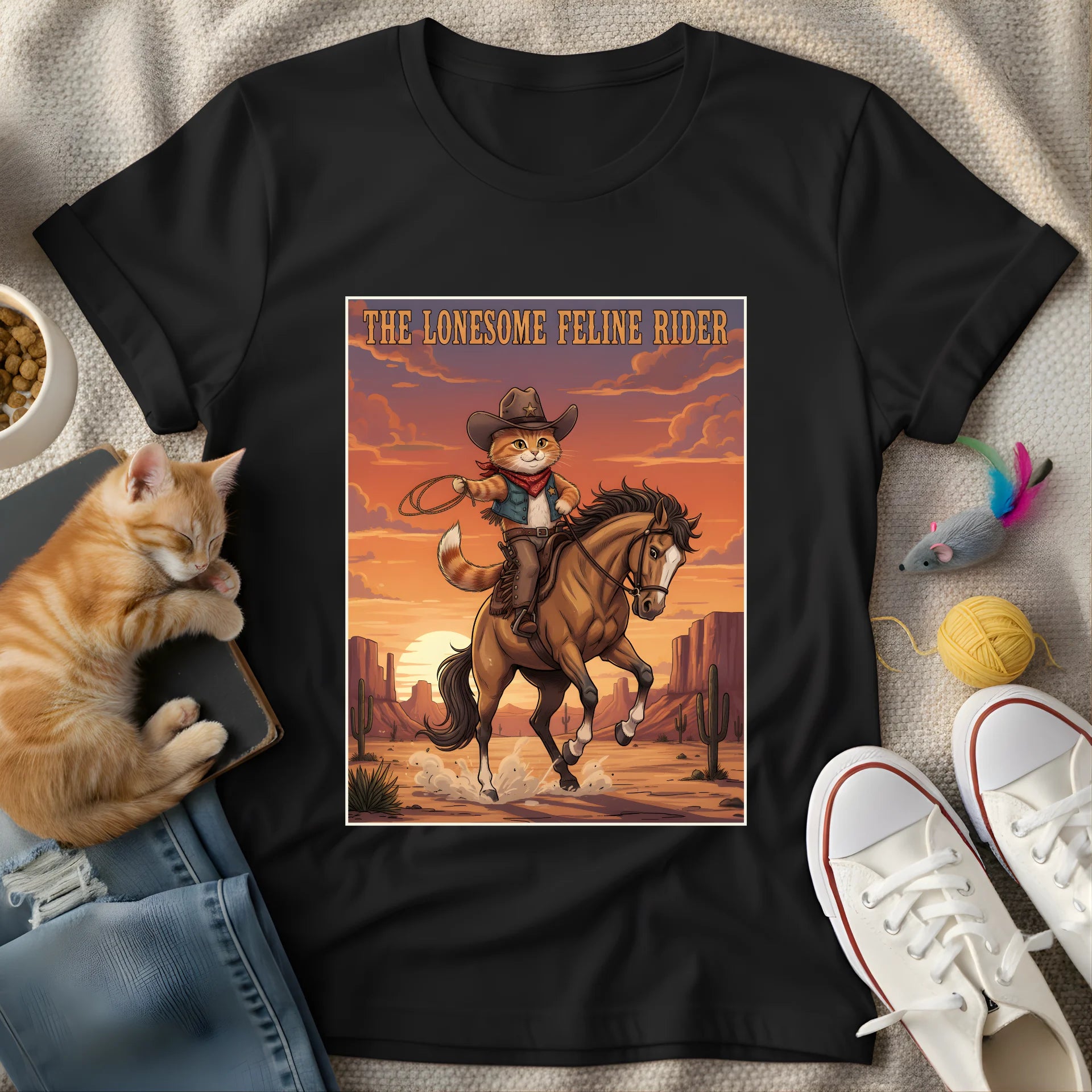 the lonesome feline rider - Graphic T-Shirt