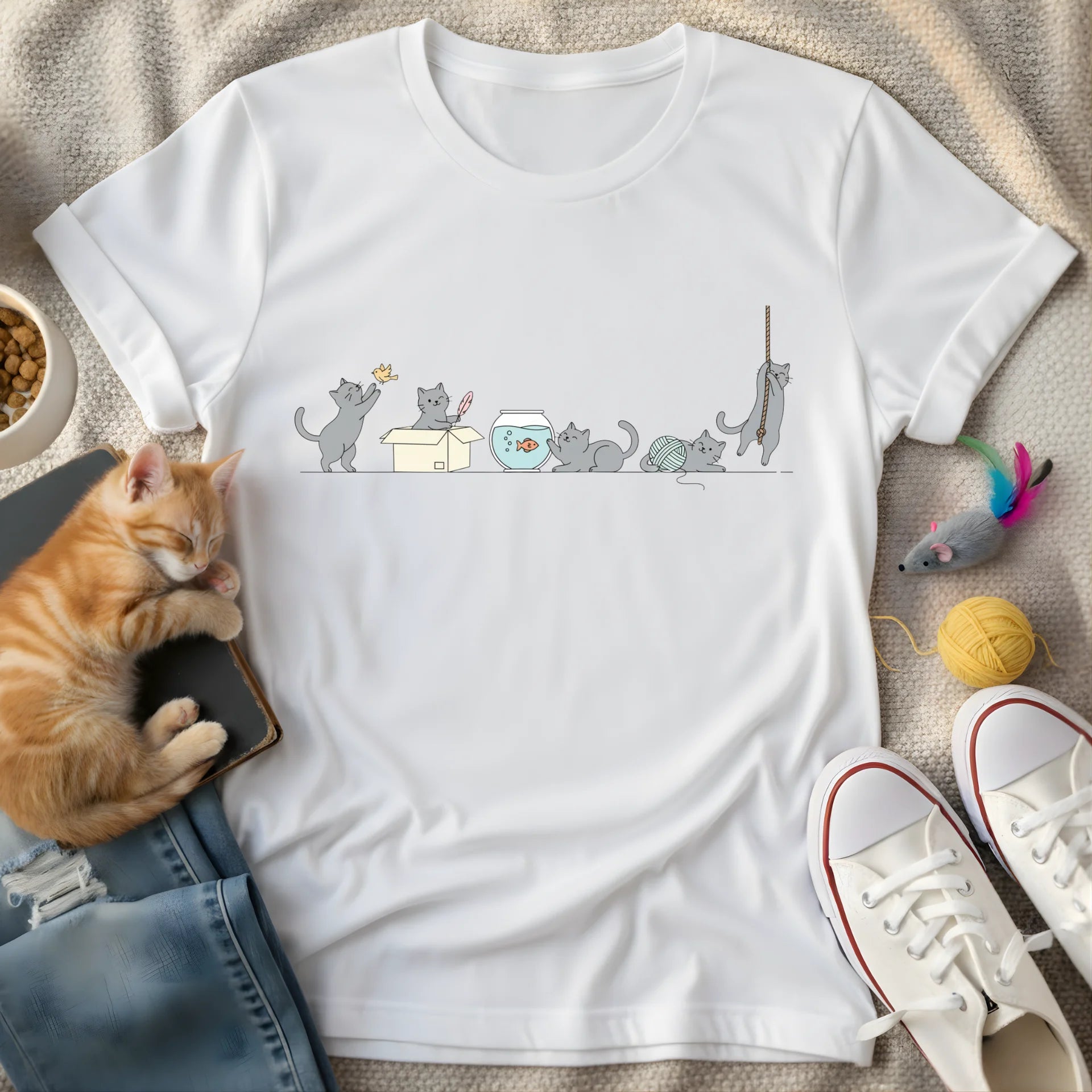 cats playing inline - Graphic T-Shirt