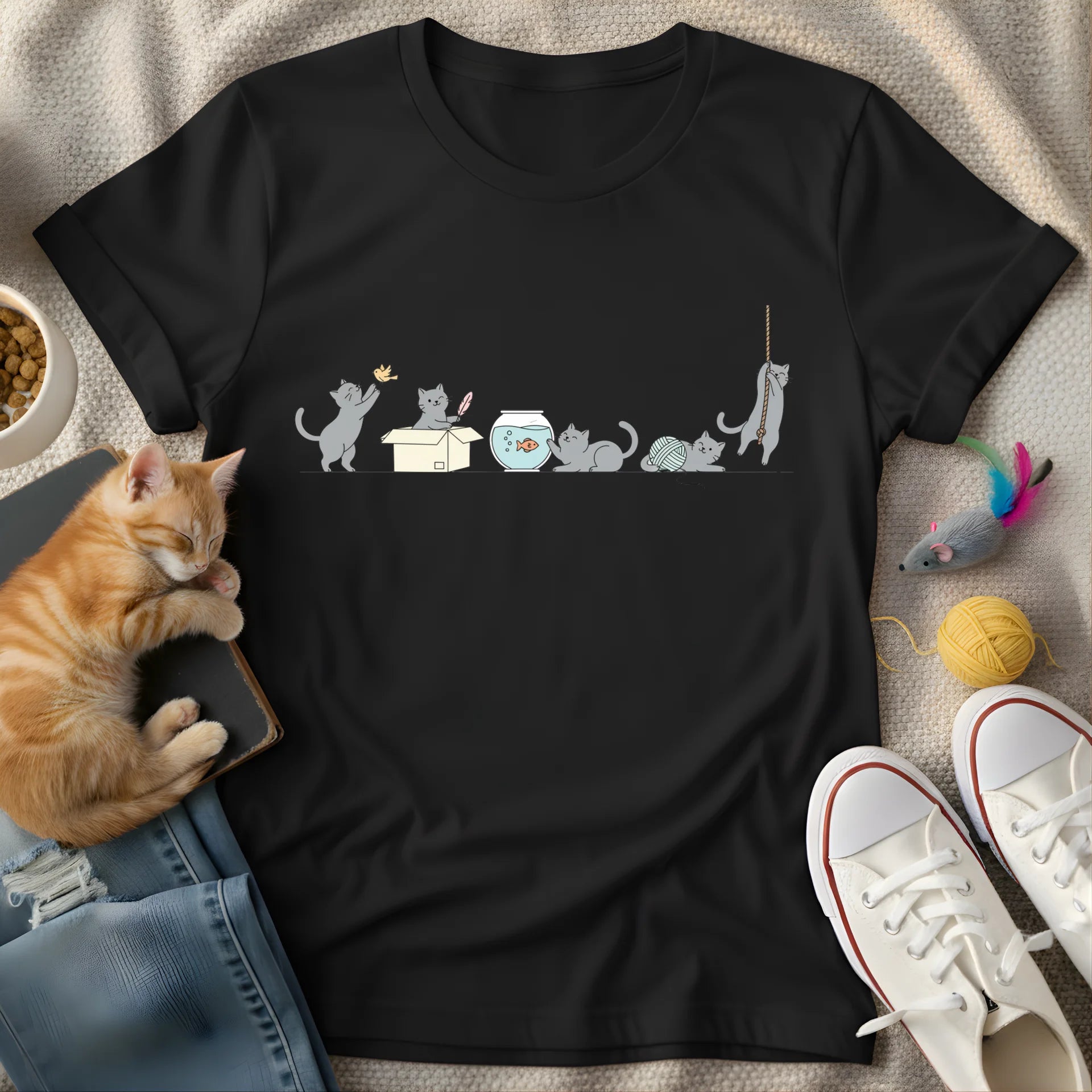 cats playing inline - Graphic T-Shirt