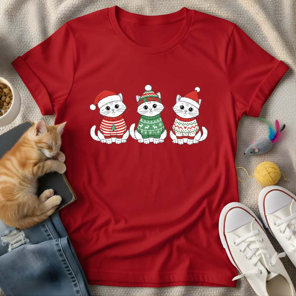 three white christmas cats - Graphic T-Shirt