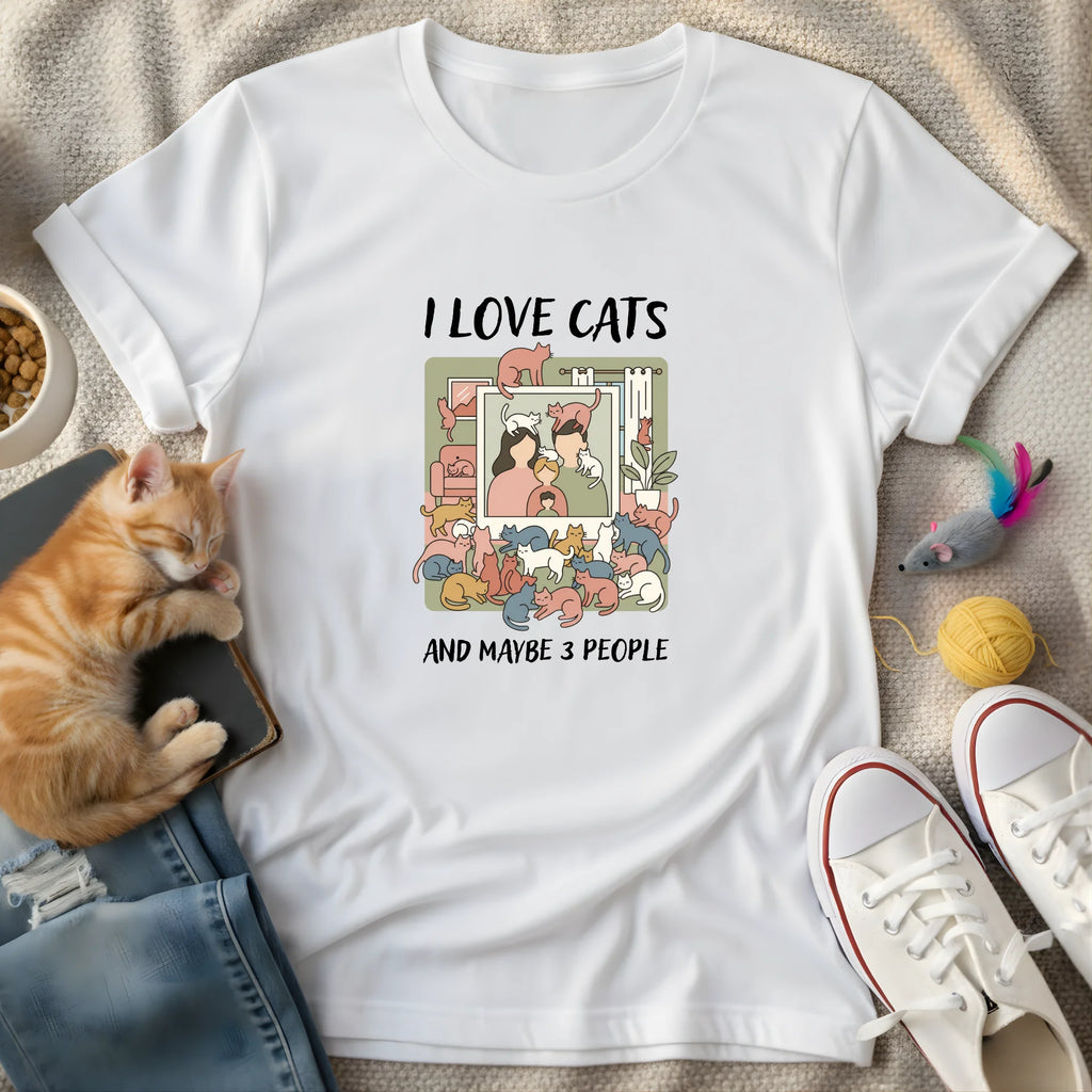 i love cats - Graphic Quote T-Shirt