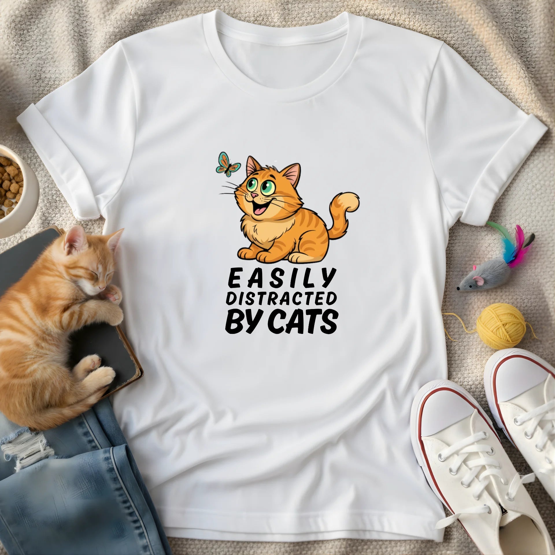 easily distracted - Graphic Quote T-Shirt