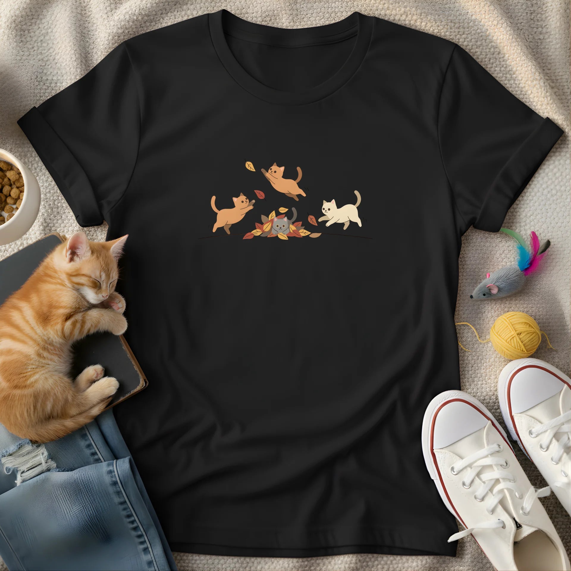 cats in fall vector art - Graphic T-Shirt