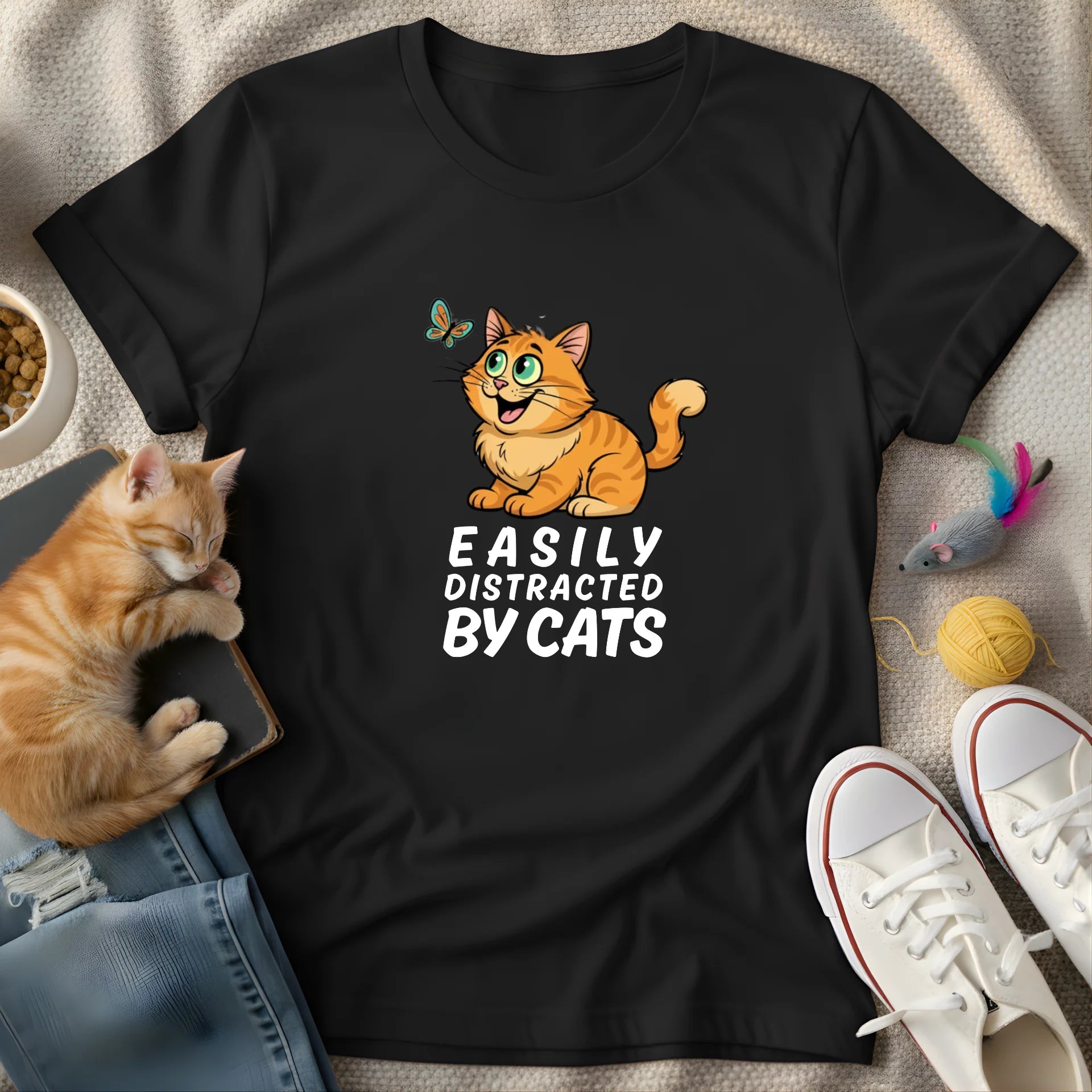 easily distracted - Graphic Quote T-Shirt