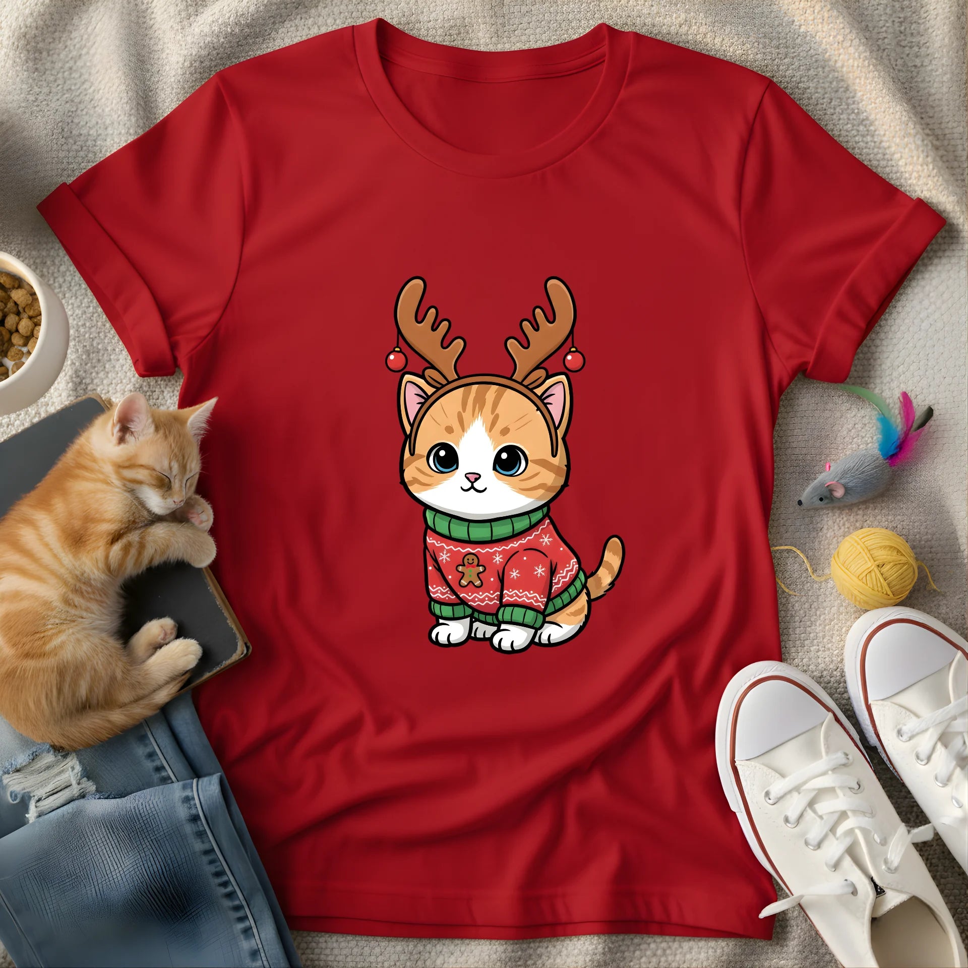 reindeer christmas cat - Graphic T-Shirt