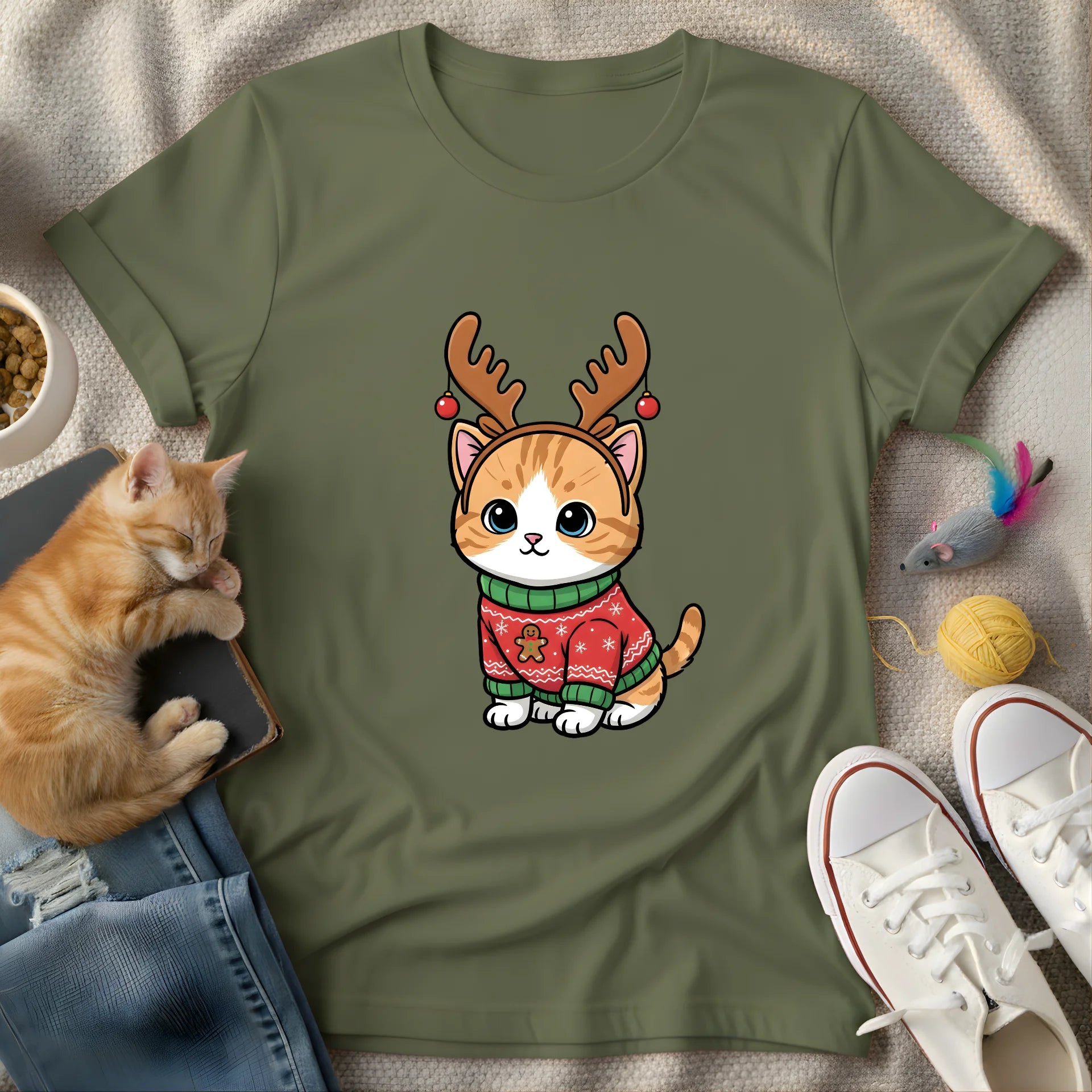 reindeer christmas cat - Graphic T-Shirt