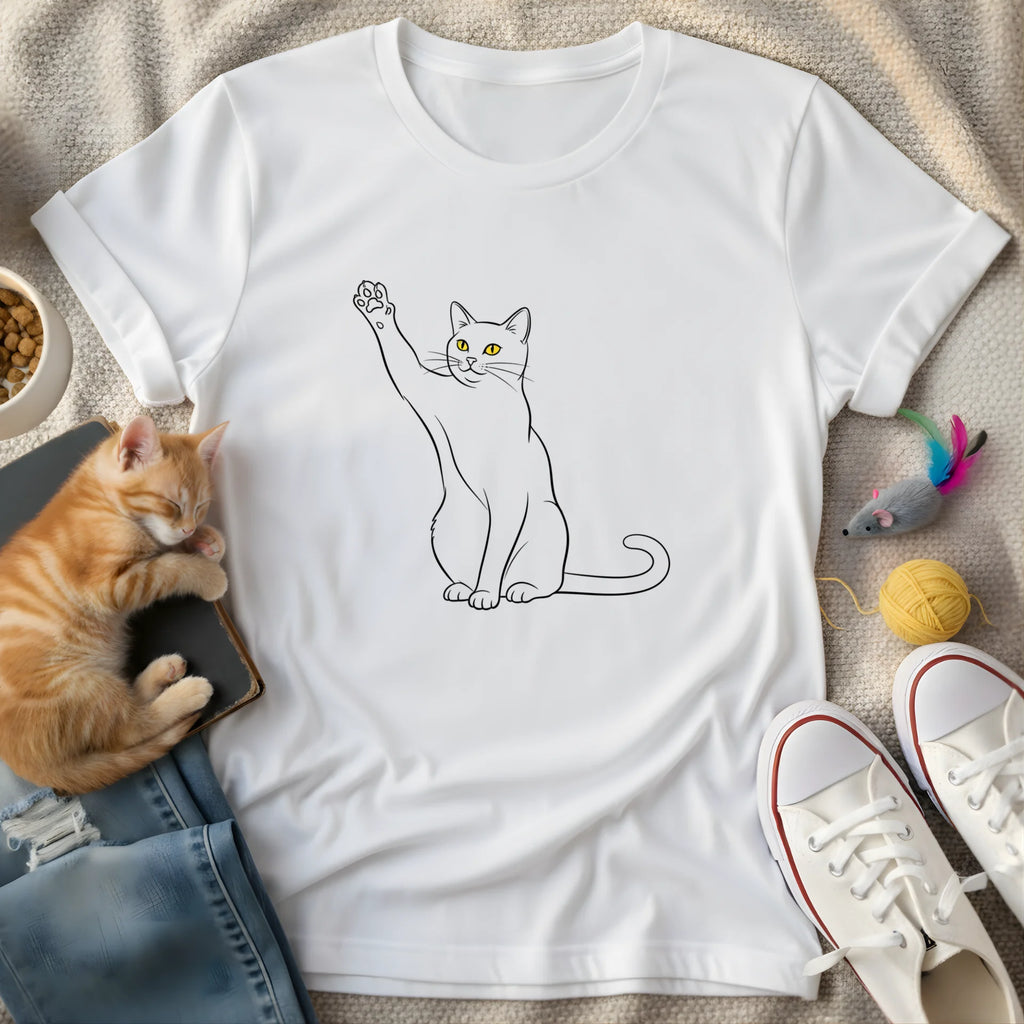 greeting cat yellow eyes  - Graphic T-Shirt