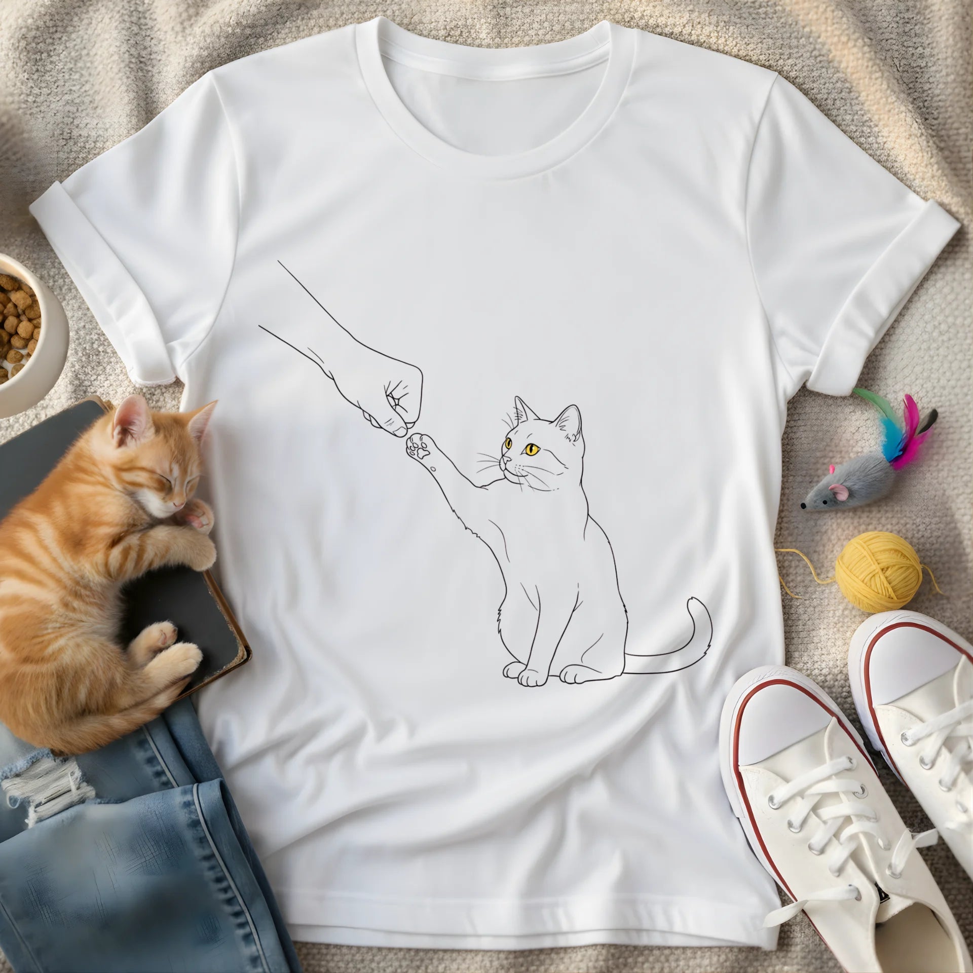 cat fist bump yellow eyes - Graphic T-Shirt
