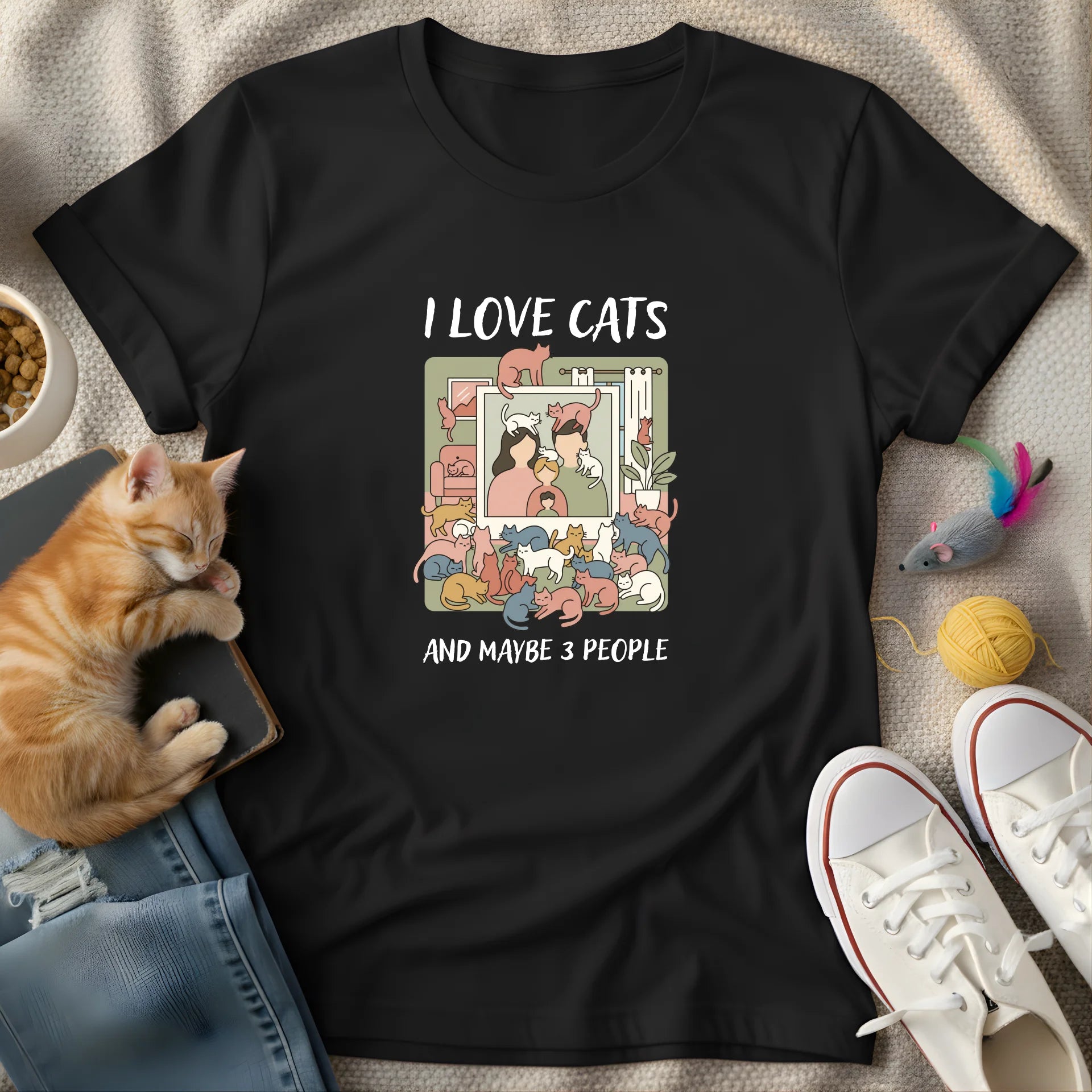 i love cats - Graphic Quote T-Shirt