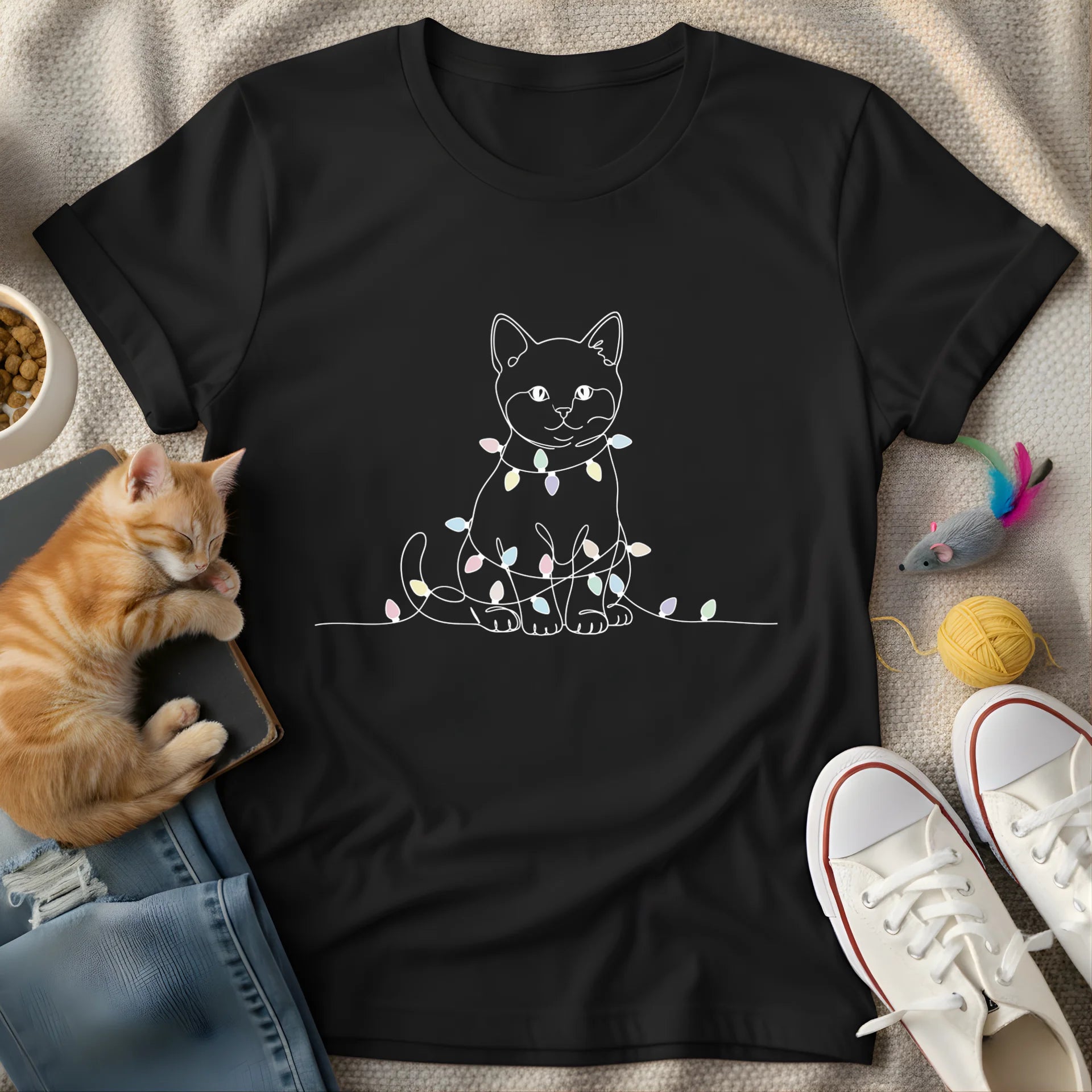 cat with blinker lineart - Graphic T-Shirt