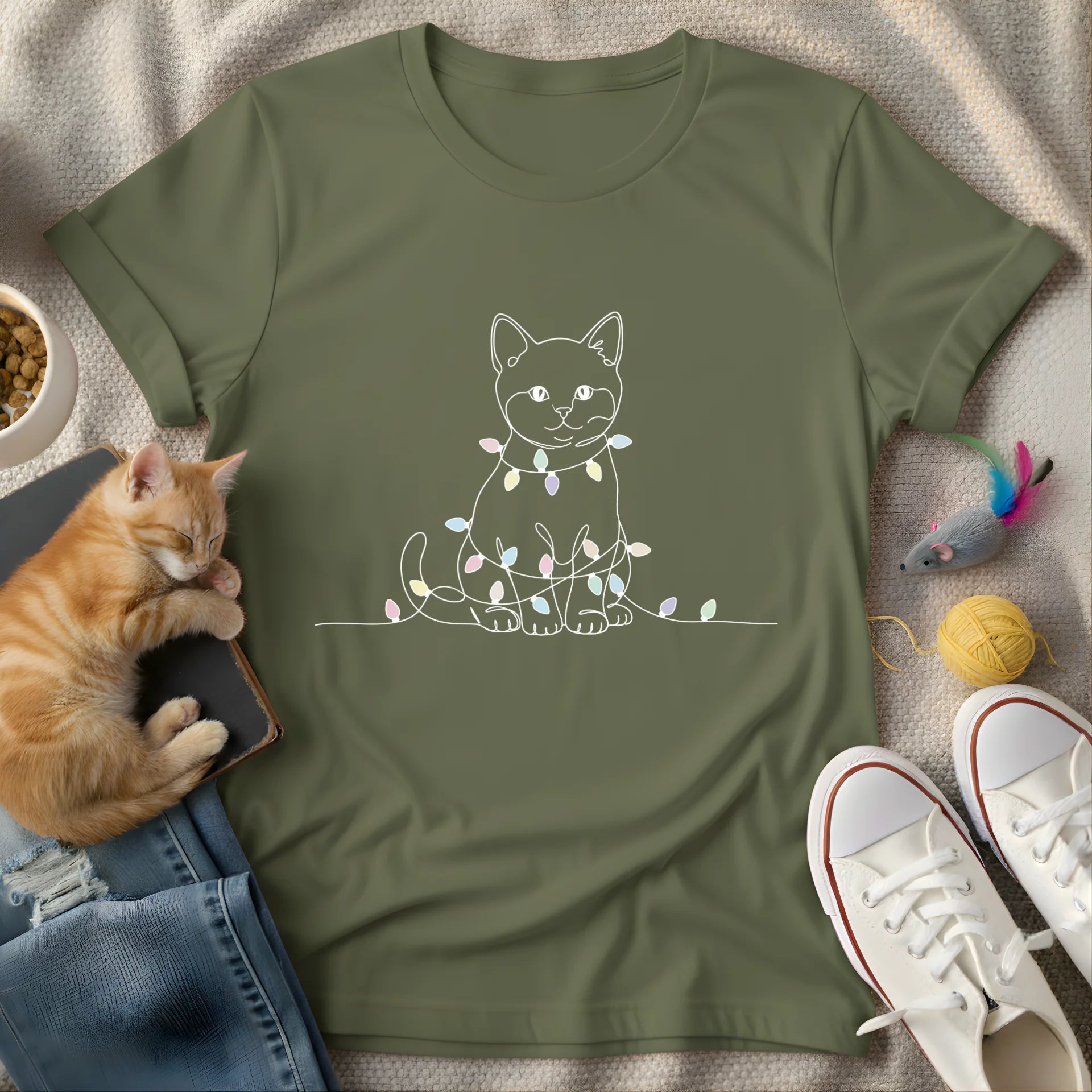 cat with blinker lineart - Graphic T-Shirt