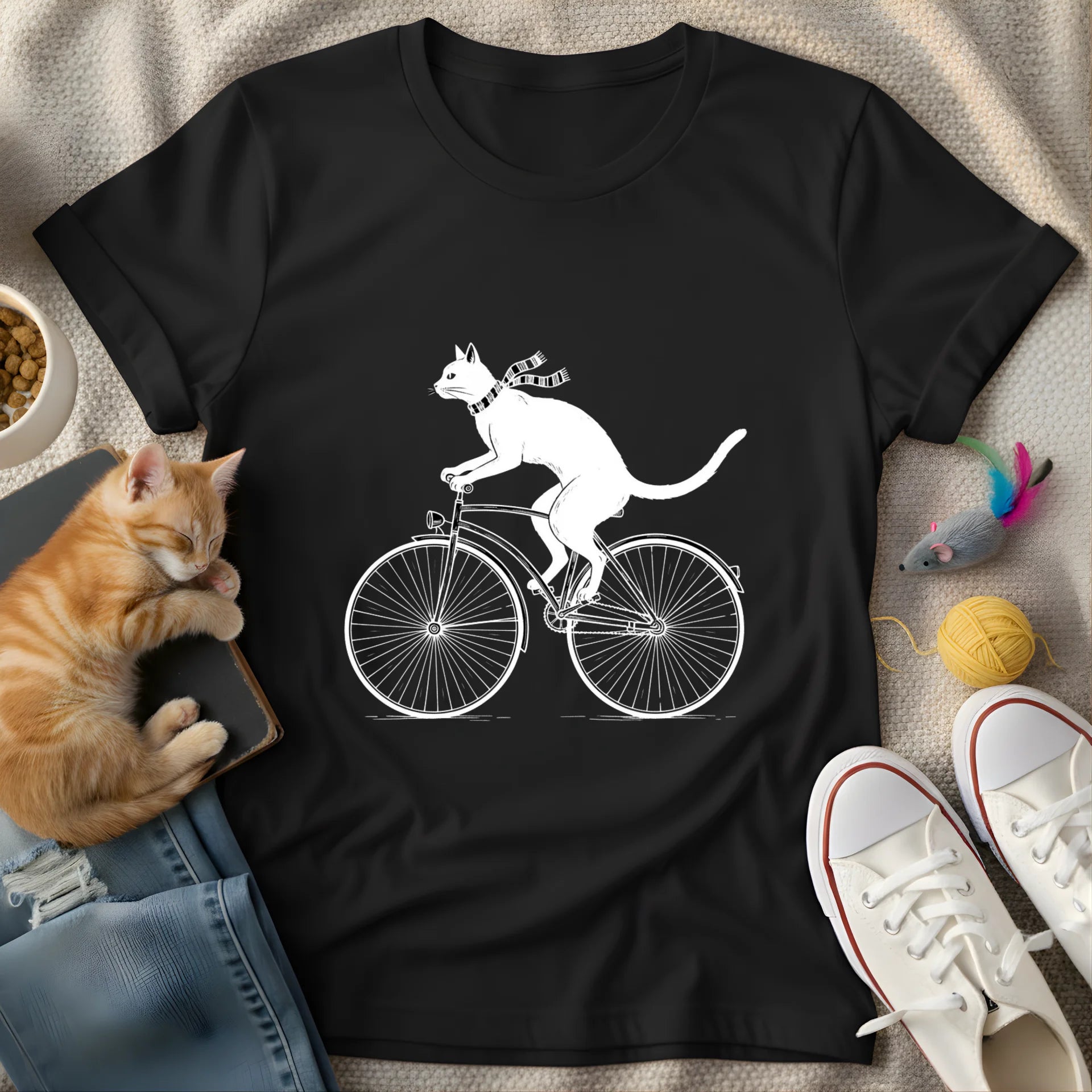 cat riding bike vintage - Graphic T-Shirt