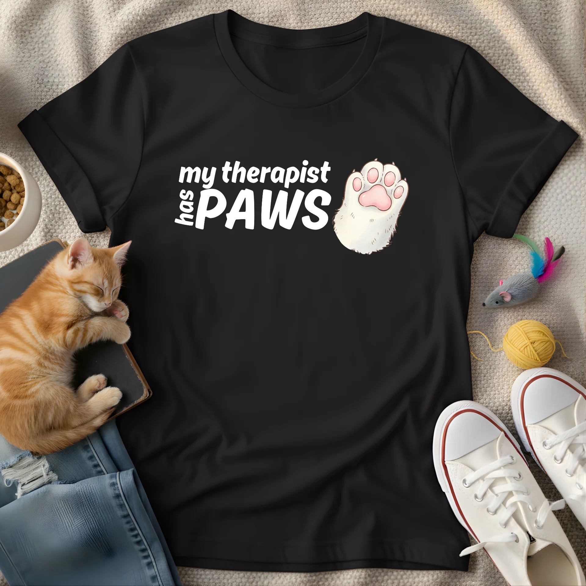 my therapist has paws - Graphic Quote T-Shirt