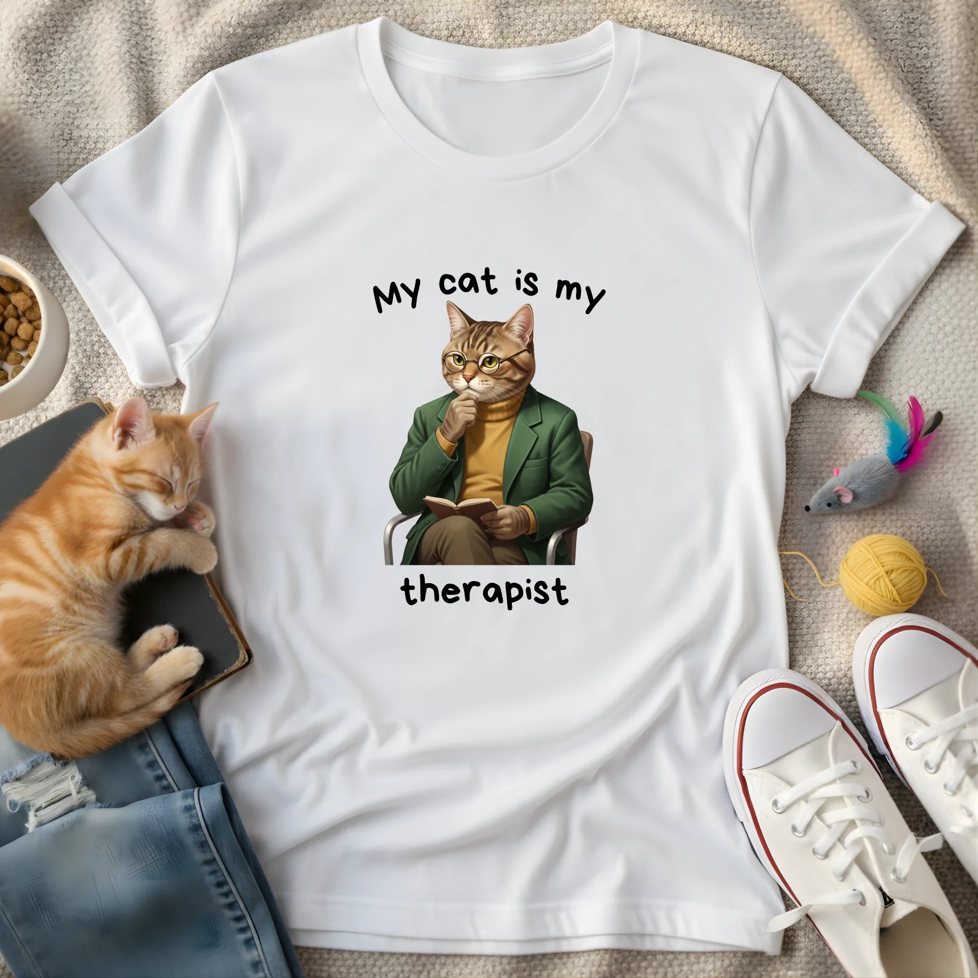 my cat is my therapist - Graphic Quote T-Shirt