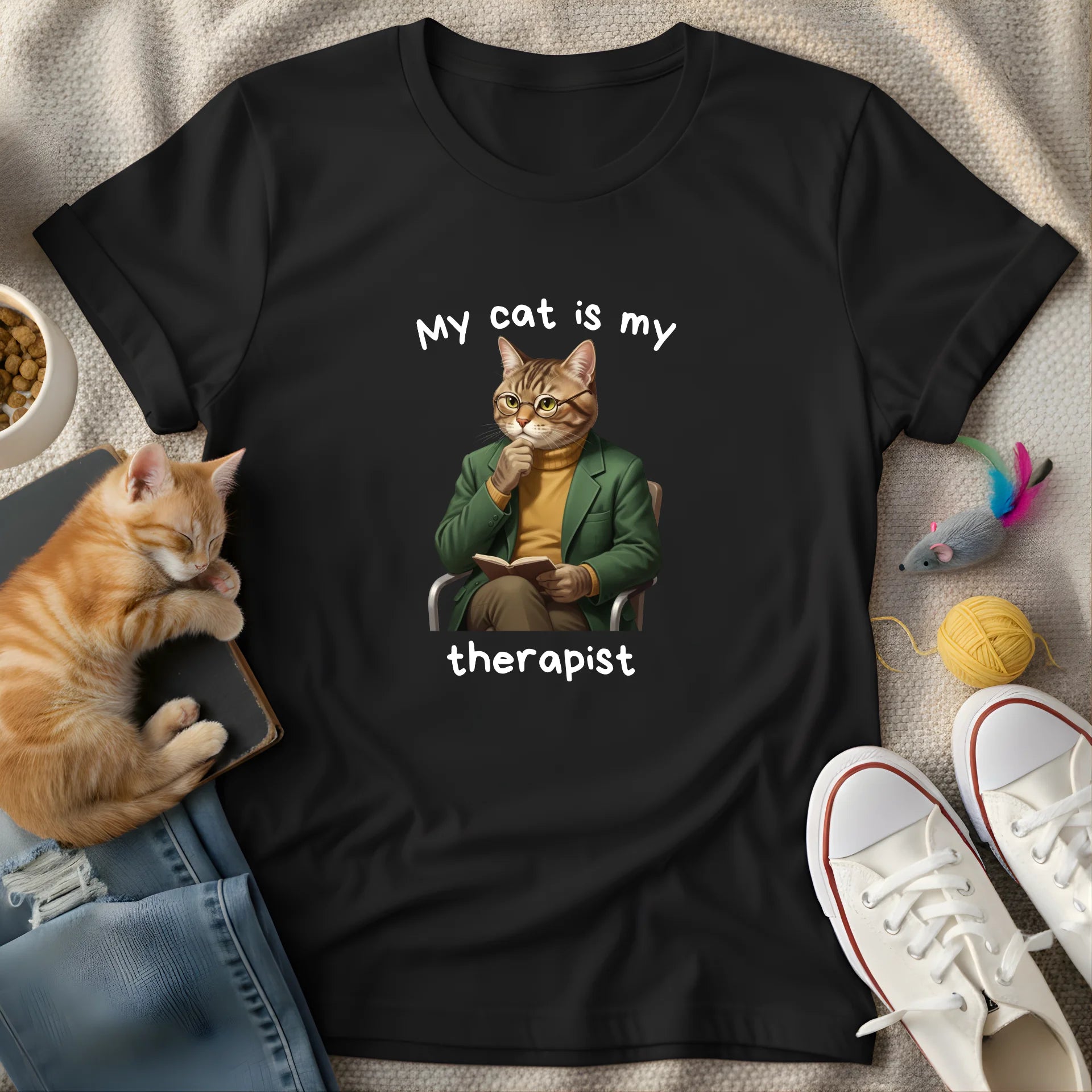 my cat is my therapist - Graphic Quote T-Shirt