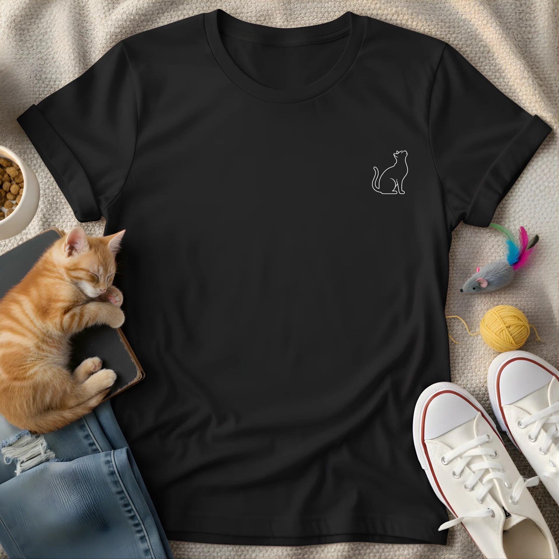 minimalist cat corner - Graphic T-Shirt