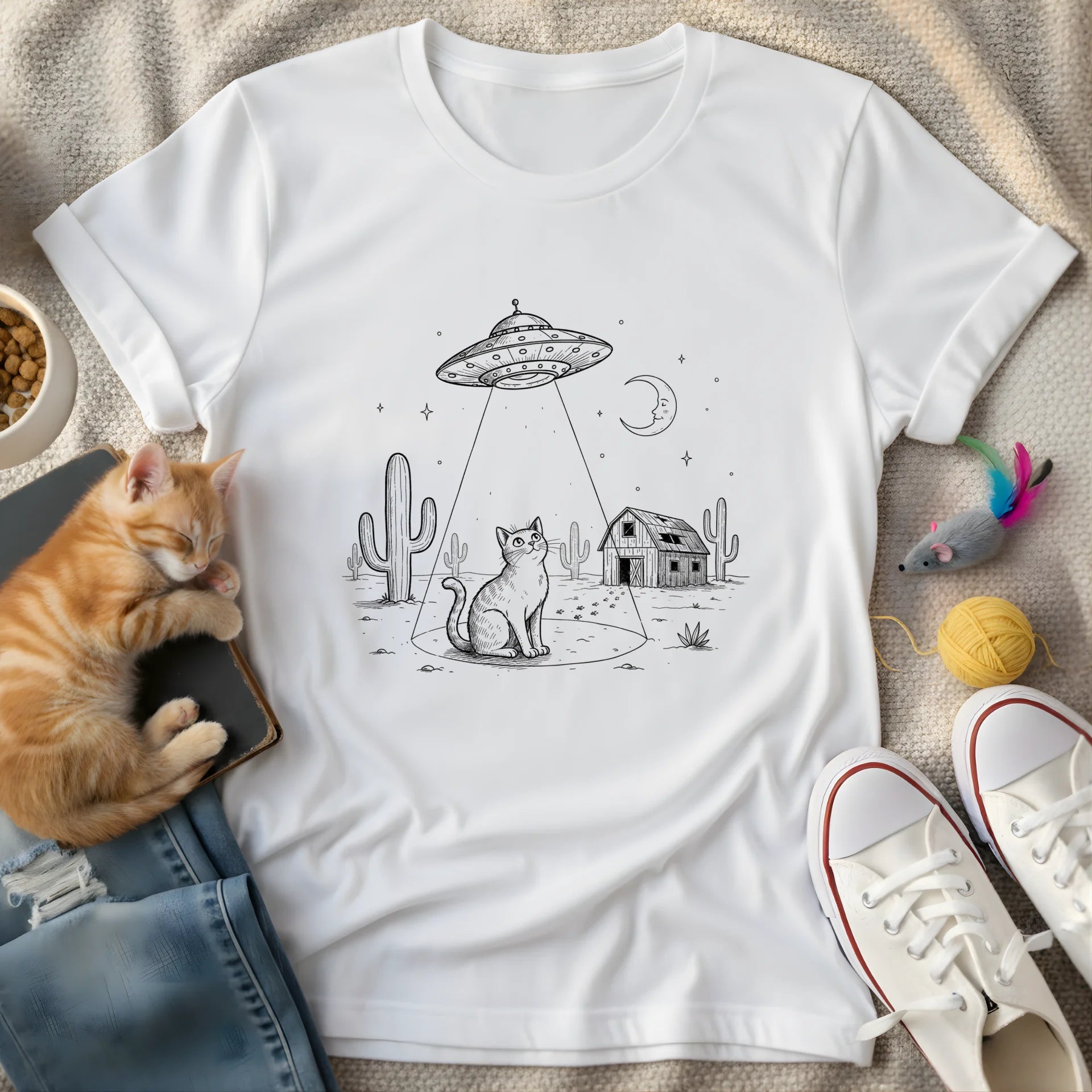 abducting cat - Graphic T-Shirt