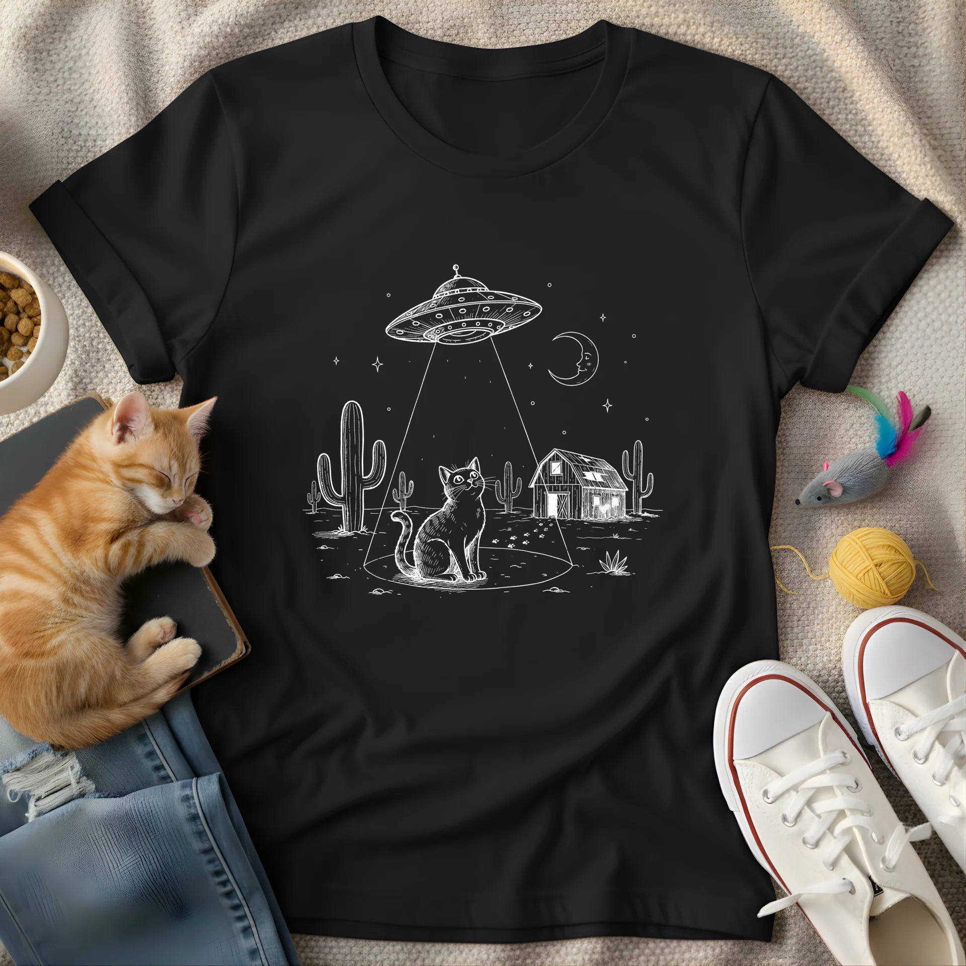 abducting cat - Graphic T-Shirt