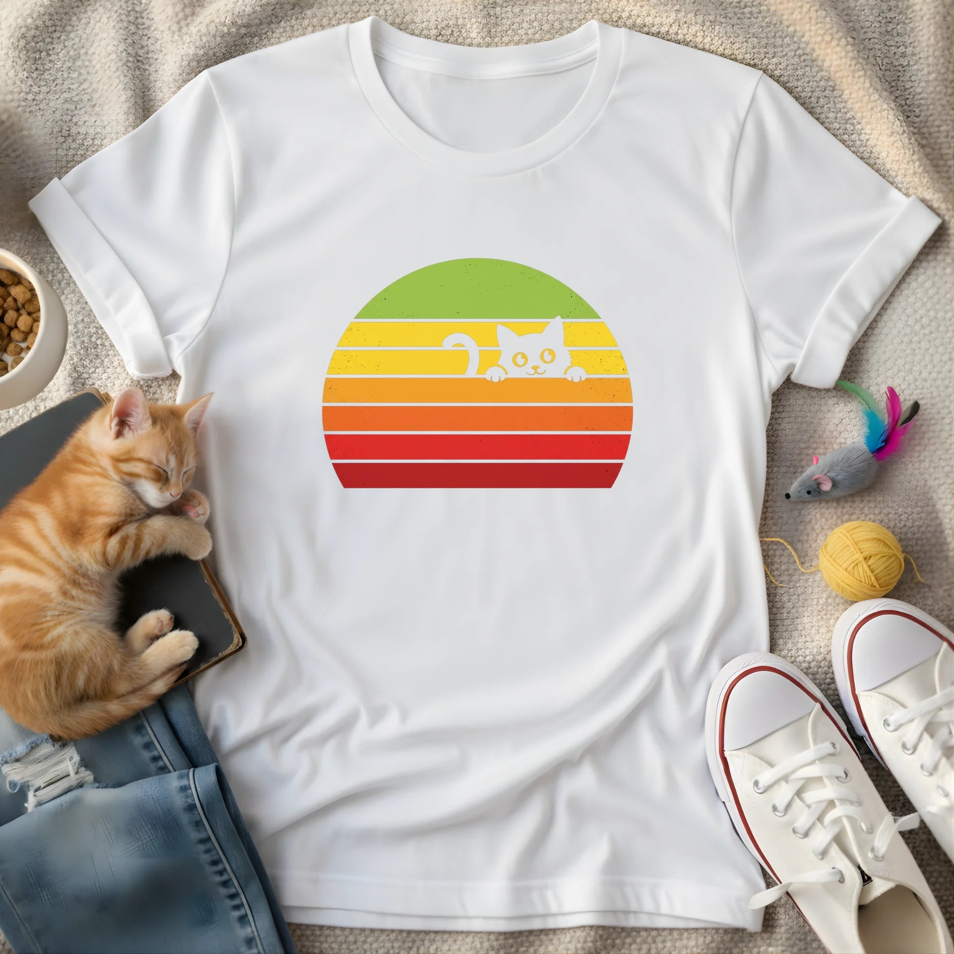 cat hiding in colors - Graphic T-Shirt