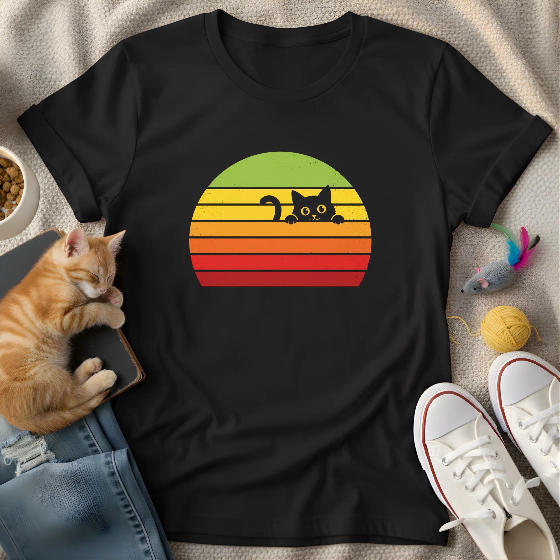 cat hiding in colors - Graphic T-Shirt