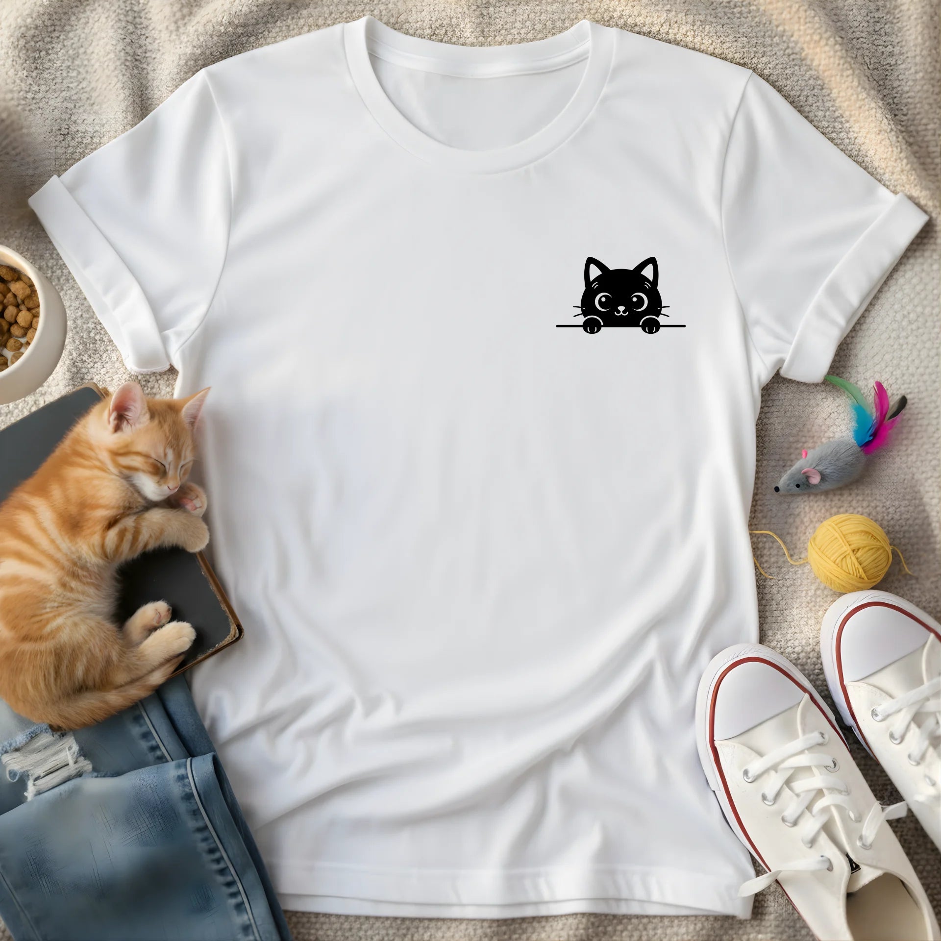 looking cat corner - Graphic T-Shirt