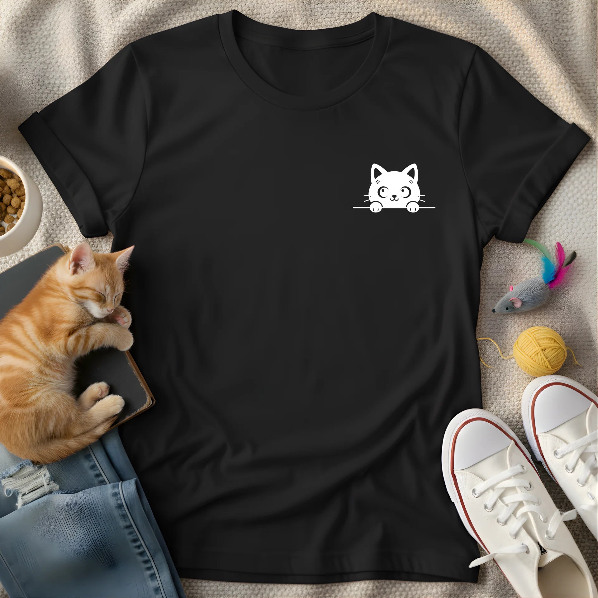 looking cat corner - Graphic T-Shirt