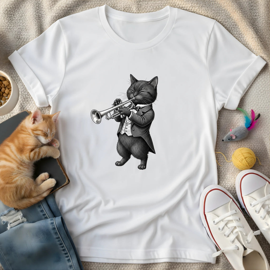 cat playing trumpet - Graphic T-Shirt
