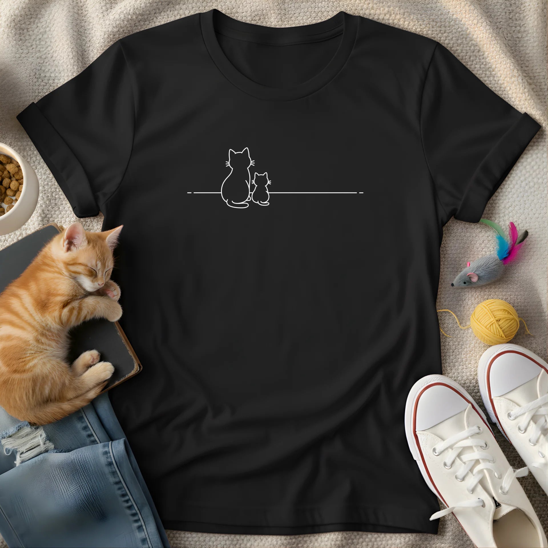 mom and baby cat minimalist - Graphic T-Shirt