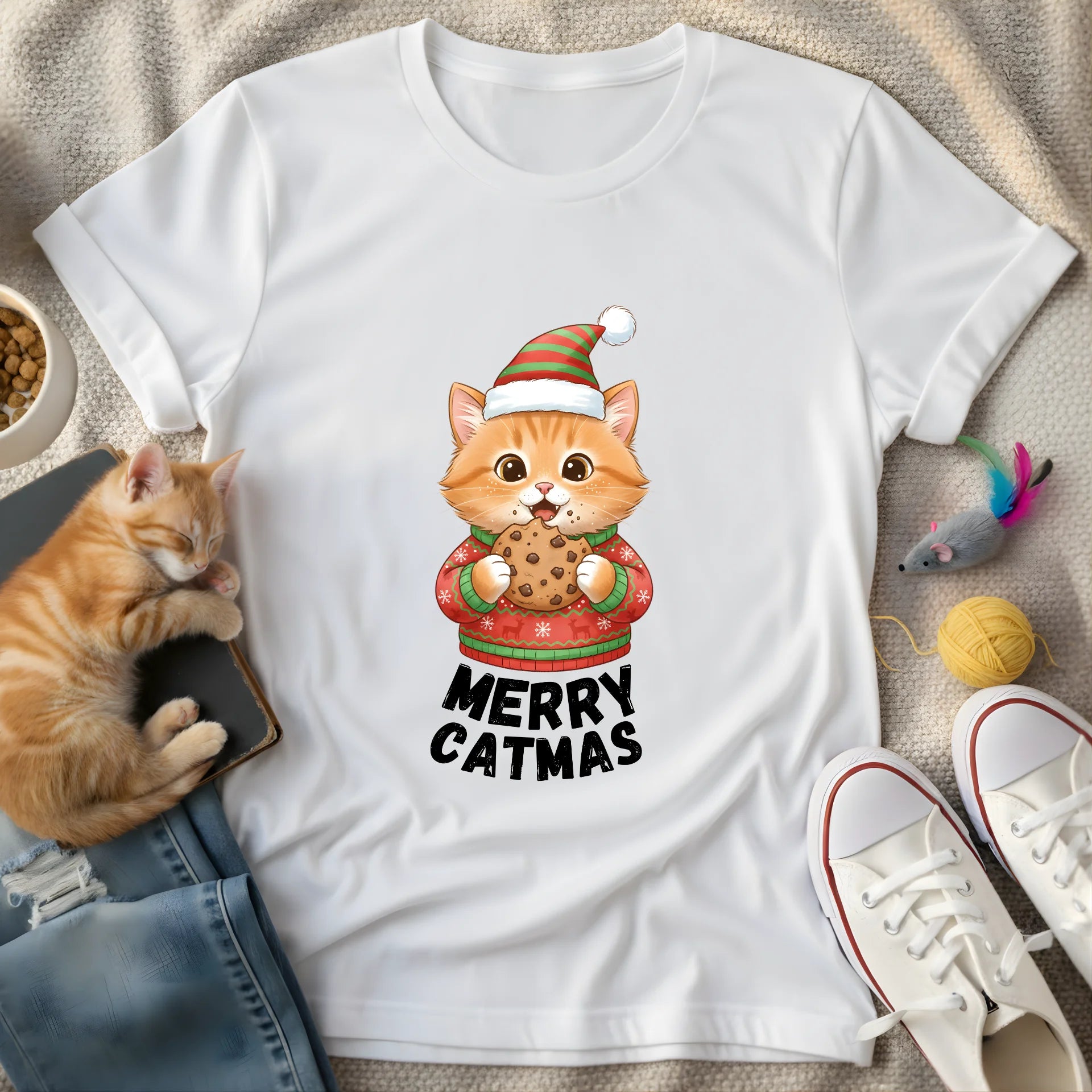 merry catmas cookie cat - Graphic Quote T-Shirt